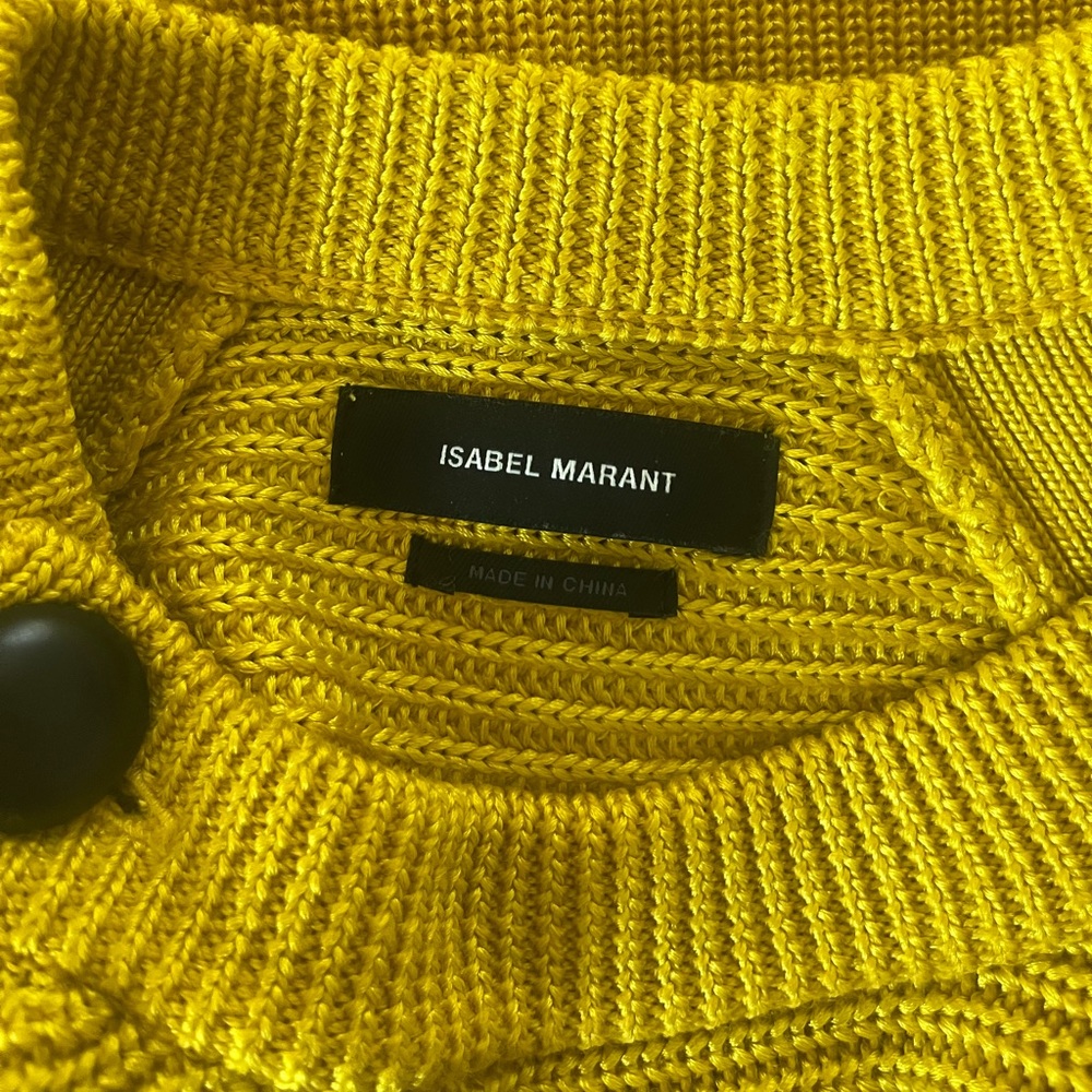 Isabel Marant Mustard Yellow Button-Shoulder Crewneck Sweater - Picture 3 of 7